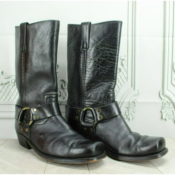 *Unbranded Black Leather Pull On Mid Calf Cowboy Western Boot Size 8.5 M - Picture 3 of 9